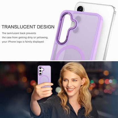 BENTOBEN Magnetic for Samsung Galaxy S24 Plus Case [Compatible with Magsafe] Translucent Matte Slim Thin Shockproof Anti-Yellow Women Men Protective Phone Cover for Galaxy S24 Plus 6.7", Light Purple - color: Light Purple