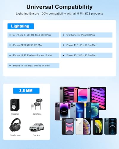 [Apple MFi Certified] 10 Pack Lightning to 3.5 mm Headphone Jack Adapter, iPhone Aux Adapter Converter Dongle Audio Cable Compatible with iPhone 14 13 12 11 X XS 8 7 - color: White-10pack