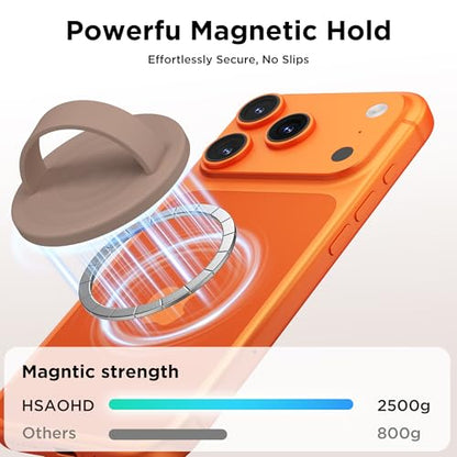 Magnetic Phone Grip Ring, Compatible with MagSafe, Upgraded Liquid Silicone for Secure Comfort, Rotating Finger Loop Ring Grip Holder for iPhone 17/16/15/14/13/12 Pro Max Plus, Light Brown - color: Light Brown
