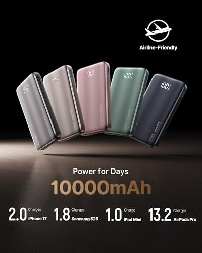 INIU 45W Fast Charging Portable Charger, 10000mAh with Built in Wall Plug | Slimmest, Built-in Wall Plug, USB-C Cable, GaN, Flight-Safe, 3 in 1 Power Bank for iPhone 17, Samsung, iPad etc - color: Black