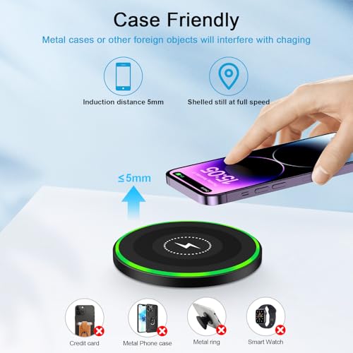 Fast Wireless Charging Pad Samsung S25FE S25 S26 Ultra Charger Stand Wireless Android Phone Charger 15W for Samsung Galaxy S26 S25 S24 Plus S23 S22, Pixel 10 Pro, iPhone 17 16, with 18W Adapter