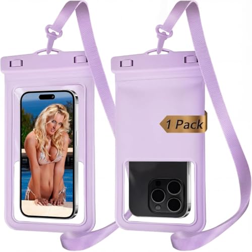 MOLOPPO Waterproof Phone Pouch, Large, Purple, for iPhone 15 16 17 Pro Max | Card Slot Inside, Beach Essentials, Waterproof - color: A4-Purple with Card Holder-1 Pack
