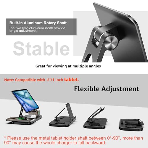 Wireless Charger 4 in 1 for Apple iPhone 17 Pro Max/16/15/14/13 Series, AirPods Pro 2, iPad Stand, Watch Charger for iWatch Series 10/9/8/7/6, Wireless Charging Station for Multiple Devices