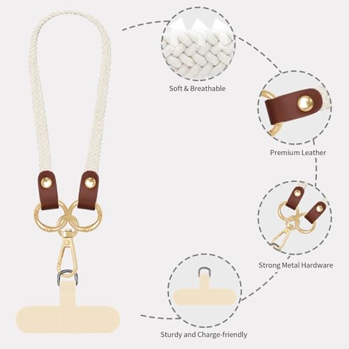 Hovmwey Stretchy Phone Lanyard Tether, 2 Pack Phone Leash Anti-theft Phone Strap for Anti-drop Outdoor Hiking Cycling Climbing Universal for Most Cell Phones, Starlight - color: Starlight