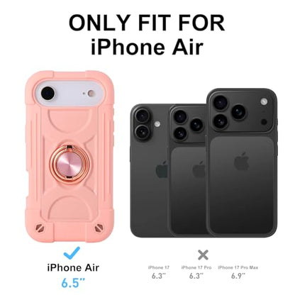 MARKILL Compatible with iPhone Air Case 6.5 Inch 2025 with 360 Degree Rotate Ring Stand, Military Grade Drop Protection Full Body Rugged Protective Case Kids Pink - color: Pink, size: iPhone Air 6.5"