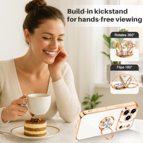 Dinick White for iPhone 17 Pro Max Case with Ring Holder Kickstand - color: White, size: 6.9'' iPhone 17 Pro Max
