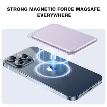 Miracase Magnetic Wallet, Compatible with MagSafe Wallet, 3-Card Holder, for iPhone 15/14/13/12 Series，Purple - color: C-Purple, style: Basic Wallet