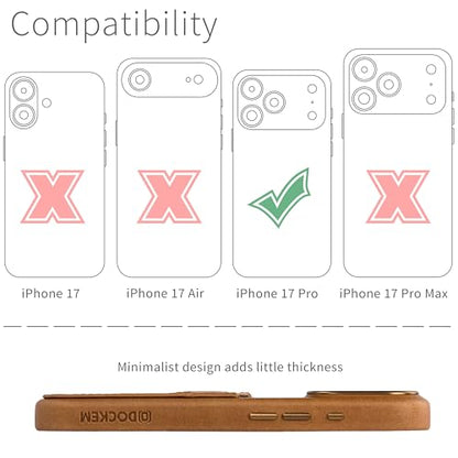 Dockem Genuine Leather Card Case for iPhone 17 Pro with Camera Control Button and Stitched-on Wallet with 2 Holder Slots (Light Brown, M2GL) - color: Light Brown, size: 17 Pro