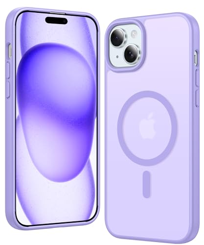 FNTCASE for iPhone 15 Plus Case Matte Magnetic with Screen Protector | Compatible with Magsafe Phone Cases, Slim, Anti Yellowing, Rugged Shockproof Protective, Translucent Cell Phone Cover - color: C-Purple, size: For Iphone 15 Plus 6.7 Inch