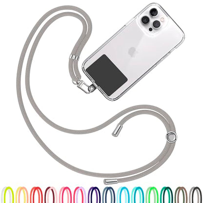 TBOC Cell Phone Lanyard [Grey] - Comfortable Universal Smartphone Lanyard - Easy to Use Neck Phone Holder [Black Patch] - Adjustable Length Phone Strap Crossbody - Fits All Mobile Phones - color: Grey