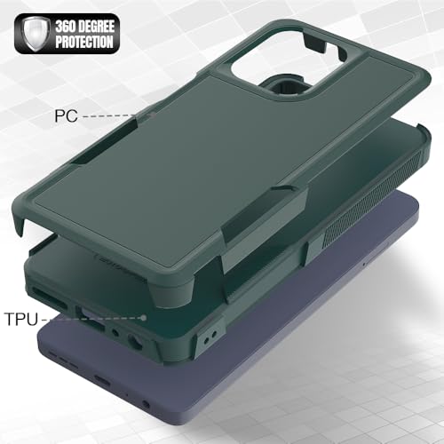 for Motorola Moto G Power 2026 / Moto G Power 2025 Case: Dual Layer Protective Heavy Duty Cell Phone Cover Shockproof Rugged with HD Screen Protector Military Protection Bumper Tough, Dark Green - color: Dark Green (PC) + Dark Green (TPU)