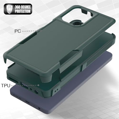 for Motorola Moto G Power 2026 / Moto G Power 2025 Case: Dual Layer Protective Heavy Duty Cell Phone Cover Shockproof Rugged with HD Screen Protector Military Protection Bumper Tough, Dark Green - color: Dark Green (PC) + Dark Green (TPU)