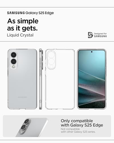 Spigen Liquid Crystal Designed for Galaxy S25 Edge Case (2025) [Anti-Yellowing], [Military-Grade Protection] - Crystal Clear - color: Crystal Clear, size: 6.6in (Galaxy S25 Edge)