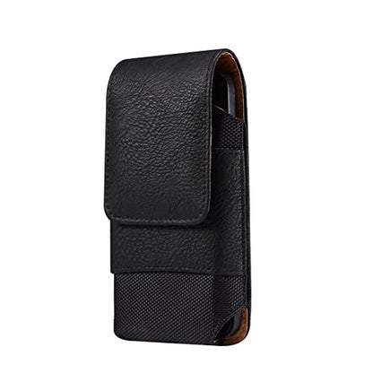 Cell Phone Belt Clip Bag Leather, Mobile Phone Blet Pouch Mens, Universal Waterproof Leather Smartphone Belt Loop Holster with Card Holder Carabiner Hook Wallet Purse Pocket for Outdoor Sport Travel - color: Black