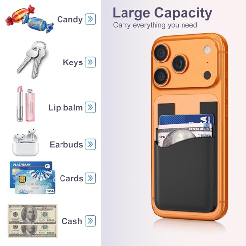 Sticky Card Holder for Back of Phone,3Pack Adhesive Phone Card Holder - color: Black x3