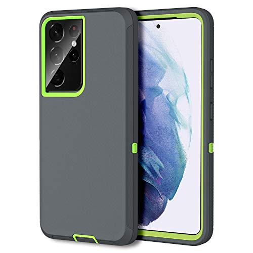 MXX Case Compatible with Galaxy S21 Ultra Case, 3-Layer Super Full Heavy Duty Body Bumper Cover/Shock Protection/Dust Proof, Designed for Samsung Galaxy S21 Ultra 5G 6.8 Inch 2021 (Green/Gray) - color: Green/Gray