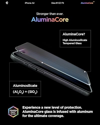 Spigen GlasTR EZ FIT Tempered Glass Screen Protector for iPhone Air | Aluminum Enhanced 10H+ tempered glass, GlasTR EZ Fit auto align tray, 100% clarity, Original touch, Case-friendly, 2Pack - size: iPhone Air