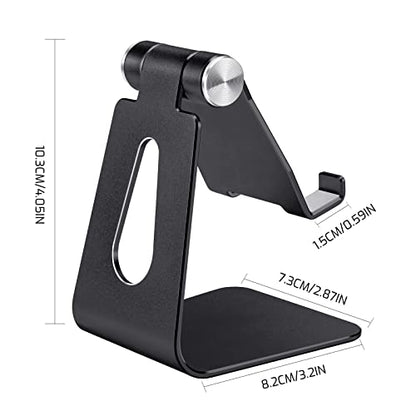 Adjustable Aluminum Alloy Cell Phone Stand,Desktop Metal Phone Holder,Smartphone Cradle,Black - color: Black
