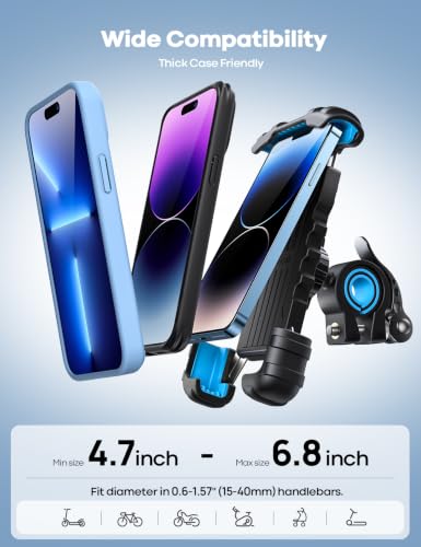 Lamicall Bike Phone Holder Motorcycle Mount - One-Hand Operation, Lockable - color: Blue