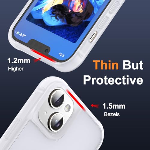 SKYLMW Compatible with iPhone 13/14 Case with Stand,Translucent | iPhone 13 Case iPhone 14 Case 6.1",Magnetic Ring Stand,Compatible with MagSafe,Military-Grade Protection,Great Grip Feeling - color: Translucent, size: Iphone 13 & Iphone 14
