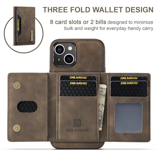 Leather Wallet Phone Cases Compatible with iPhone 15 Case with Card Holder Men 6.1'' 2 in 1 Detachable Back Cover (Coffee, IP 15) - color: Coffee, size: IP 15