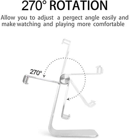 Phone & Tablet Stand Adjustable Multi‑Angle Aluminum Phone & Tablet Stand Adjustable Non‑Slip Dock/Cradle/Charging Station for Desktop, Bed, Kitchen, Office (Silver) - color: Sliver