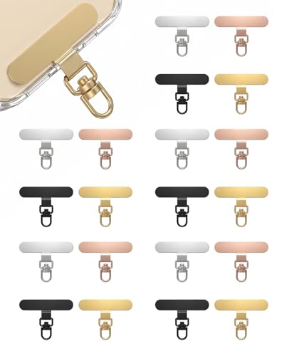 20-Pack 360° Rotating Phone Lanyard Tab, Ultra-Thin Stainless Steel Phone Tether Tab, Universal Patch & Charm Holder