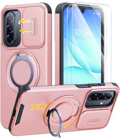 JAME for Samsung Galaxy A17/A16 5G Phone Case with Stand Slide Camera Cover - color: Pink, size: Galaxy A16/A17