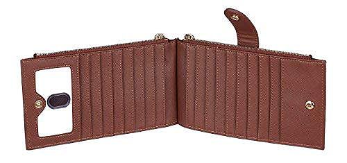 Travelambo RFID Wallet Women Large Size Bifold Multi Card Wallet Case with Zipper Pocke Credit Card Holder for Women - color: Brown Deep