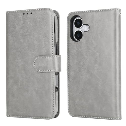 Bocasal Detachable Wallet Case Card Holder for iPhone 17, Grey | RFID Blocking Kickstand Card Slots Holder PU Leather Magnetic Shockproof Wrist Strap Removable Flip Protective Cover 6.3 inch - color: Gray