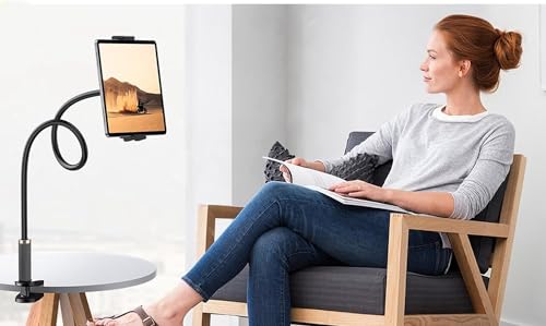 Niumowa Gooseneck Tablet Holder, 98cm Adjustable Arm for Bed - color: Black