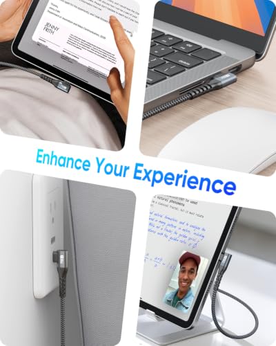 SUNGUY Right Angle USB C to USB C Cable 1FT 2Pack 60W Fast Charging - size: 1FT