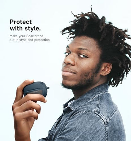 SURITCH Case Cover for Bose Ultra Open Earbuds(2024), Shockproof Protective Cover for Bose Ultra Open Wireless Ear Earbuds Charging Case Accessories with Carabiner, Navy - color: Blue