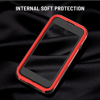 X-belmox Heavy Duty Phone Case for iPhone SE 2022 (3rd Gen) with Glass Screen Protector, 3 in 1 for iPhone SE 2020 Case [Shockproof] Rugged Protective [Drop Proof] iPhone 7/8 case 4.7" -Red/Black - color: Red/Black