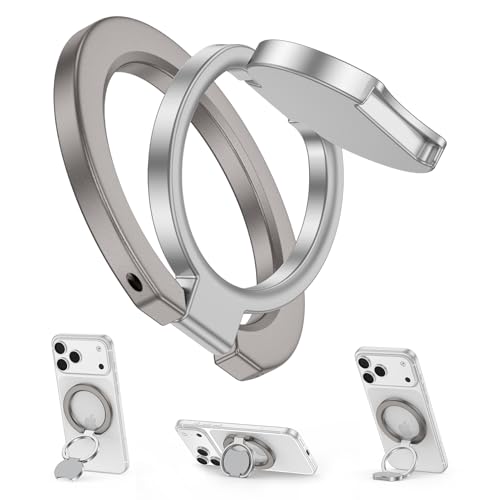 Magsafe Grip Phone Ring Holder for iPhone 17 Pro Max/17 Pro/17 Plus/17/Air/16e/16/15/14/13/12, Dual-Side Adjustable Magnetic Phone Stand Magsafe Kickstand for Samsung,Android,iPad, Magnetic Car Mount