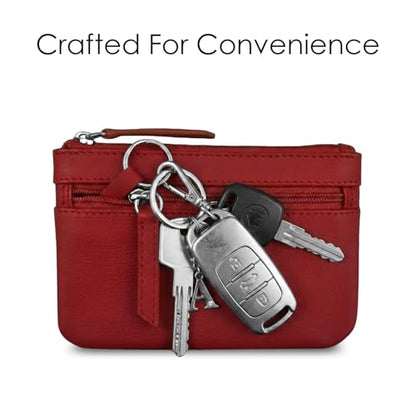 ili New York Leather Mini Compact Coin Purse - Red - color: Red
