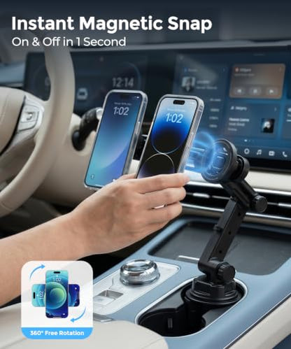 Dual MagSafe Cup Holder Phone Mount, Adjustable for iPhone 12-18 - color: Double Magsafe