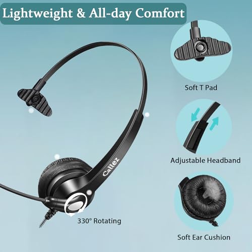2.5mm Telephone Headset with Microphone Noise Cancelling & Volume Controls