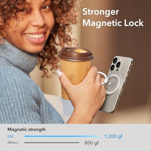 ESR Magnetic Phone Ring Holder, Compatible with MagSafe Ring Holder, Magnetic Phone Grip with Adjustable Stand, Compatible with MagSafe Phone Grip, for iPhone 16/15/14/13/12, S25, Rhinestone Silver - color: Rhinestone Silver