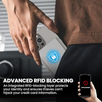 CODE 118 Wallet for Men - Slim Minimalist Aluminum Magnetic Card Holder - RFID Blocking Front Pocket Mag Safe Wallet with Strong Magnet Attachment (Slate Grey) - color: Slate Grey