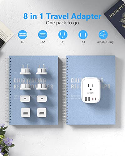 LENCENT European Travel Plug Adapter US to Europe Type-C Foldable Plug - style: Type C-17.5W-Most of Europe