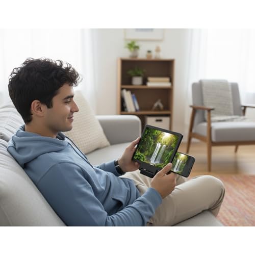 Mobile Phone Screen Amplifier HD Magnifier for Smartphones, Foldable Stand - color: Black 10"
