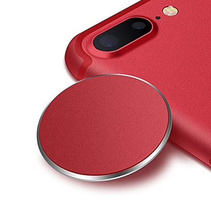 SALEX Replacement Metal Plates Set for Magnetic Car Phone Holders, Wall & Air Vent Mounts, Cases, Magnets. Kit of 2 Matte Red Round Iron Discs Without Holes. 3M Adhesive Backing. Steel Disks 2 Pack. - color: Red / 2 Pack