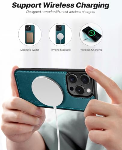 OCASE for iPhone 16 Pro Case Detachable Wallet Case with Card Holder, 2 in 1 Pu Leather Flip Folio with RFID Blocking Stand Wrist Strap Shockproof Phone Cover 6.3 Inch 2024, Peacock Blue | PU Leather, RFID Blocking, Wireless Charging, Card Holders, Kickst