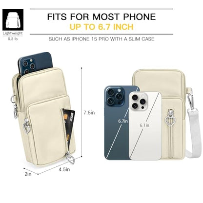 YINHEXI Small Crossbody Bags for Women Trendy, Mini Triple Compartment Cell Phone Crossbody Wallet Purses - color: Cream White-2
