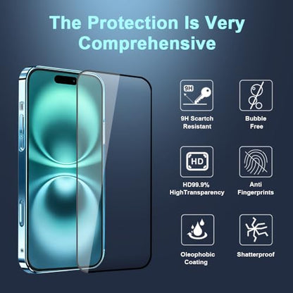 9H+ Tempered Glass for iPhone 17 Air Screen Protector with Auto Dust Removal Installation Frame Military Grade Protection (Scratch, Shatter, Drop Resistance) Full Edge Coverage 6.5" 2025, 2 Pack - size: iPhone 17 Air