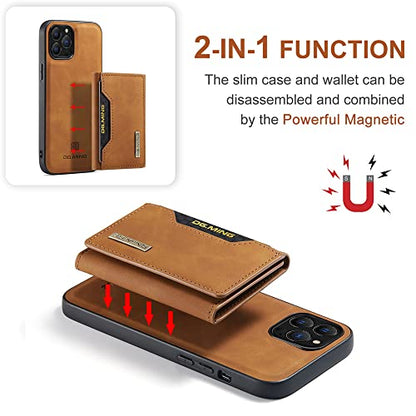 Leather Wallet Phone Cases Compatible with iPhone 14 Pro Max Case with Card Holder Men 6.7'' 2 in 1 Detachable Back Cover (Brown, IP 14 Pro Max) - color: Brown, size: IP 14 Pro Max