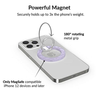 VELVET CAVIAR Compatible with MagSafe Phone Grip - Magnetic Ring Holder with Adjustable Stand - Removable MagSafe Accessories for iPhone 16, 15, 14, 13, 12 (Lilac Purple Leopard) - color: Lilac Leopard