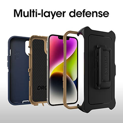 OtterBox iPhone 14 & iPhone 13 Defender Series Case - Blue Suede Shoes (Blue), Rugged & Durable, with Port Protection, Includes Holster Clip Kickstand - color: Navy