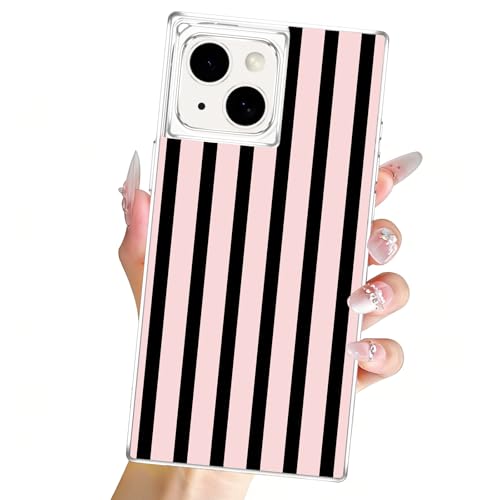Clear Case for iPhone 15 6,1", Aesthetic Striped Pattern Transparent Cover, Cute Stripes Design, No Yellowing Soft TPU Shockproof Protective Bumper Shell for Women Girls, Dusty Pink - color: Dusty Pink, size: iPhone 15